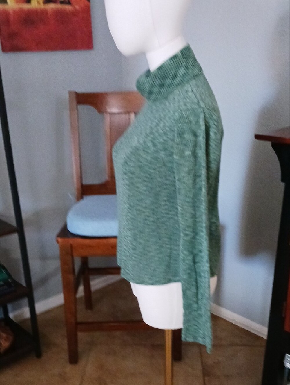 Copper Key- Green Space-dye Pattern Ribbed Turtleneck - Picture 5 of 11